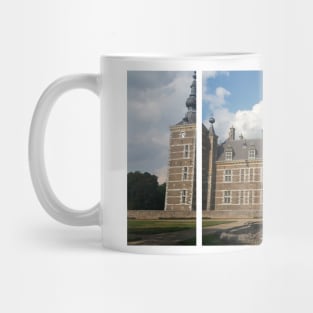 Eijsden Castle is a moated manor house with several farm buildings, a gatehouse, castle park and is located next to the river Maas (1637). The Netherlands. Mug